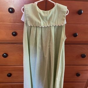 Classic Green Gingham Girls' Dress - Sleeveless Smock